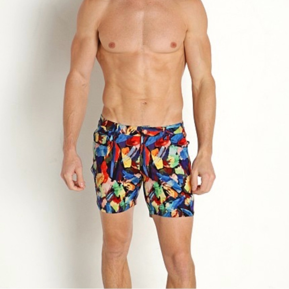 St33le Stretch Knit Jeans Rainbow Shorts Limited Edition 6” Inseam Sz. 34​​​​​​ - Picture 2 of 14